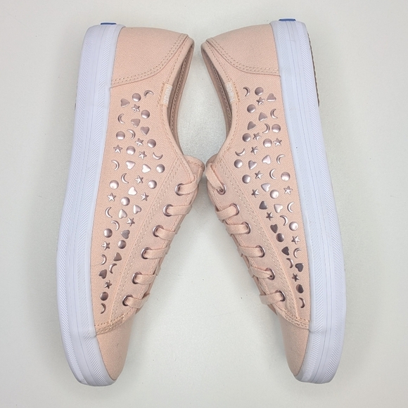 Keds Kickstart Iridescent stud peach pink canvas sneakers women's size 8.5 - Picture 1 of 7